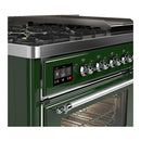ILVE Majestic III 48-inch Dual Fuel Range with 5 Liquid Propane Burner, Griddle and Triple Glass Door Electric Oven in Emerald Green with Chrome Trim (UM48FNR3EGCLP)
