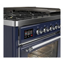 ILVE Majestic III 48-inch Dual Fuel Range with 5 Natural Gas Burner, Griddle and Triple Glass Door Electric Oven in Midnight Blue with Chrome Trim (UM48FNR3MBC)