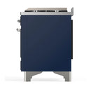 ILVE Majestic III 48-inch Dual Fuel Range with 5 Natural Gas Burner, Griddle and Triple Glass Door Electric Oven in Midnight Blue with Chrome Trim (UM48FNR3MBC)