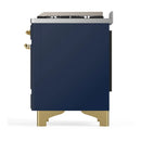 ILVE Majestic III 48-inch Dual Fuel Range with 5 Liquid Propane Burner, Griddle and Triple Glass Door Electric Oven in Blue Grey with Brass Trim (UM48FNR3MBGLP)