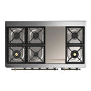 ILVE Majestic III 48-inch Dual Fuel Range with 5 Natural Gas Burner, Griddle and Triple Glass Door Electric Oven in Midnight Blue with Copper Trim (UM48FNR3MBP)