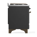 ILVE Majestic III 48-inch Dual Fuel Range with 5 Liquid Propane Burner, Griddle and Triple Glass Door Electric Oven in Graphite Matte with Burnished Trim (UM48FNR3MGBLP)