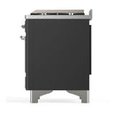 ILVE Majestic III 48-inch Dual Fuel Range with 5 Natural Gas Burner, Griddle and Triple Glass Door Electric Oven in Graphite Matte with Chrome Trim (UM48FNR3MGC)