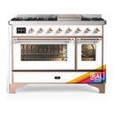 ILVE Majestic III 48-inch Dual Fuel Range with 5 Natural Gas Burner, Griddle and Triple Glass Door Electric Oven in RAL with Copper Trim (UM48FNR3RAP)