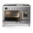 ILVE Majestic III 48-inch Dual Fuel Range with 5 Natural Gas Burner, Griddle and Triple Glass Door Electric Oven in Stainless Steel with Chrome Trim (UM48FNR3SSC)