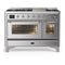 ILVE Majestic III 48-inch Dual Fuel Range with 5 Liquid Propane Burner, Griddle and Triple Glass Door Electric Oven in Stainless Steel with Chrome Trim (UM48FNR3SSCLP)