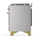 ILVE Majestic III 48-inch Dual Fuel Range with 5 Natural Gas Burner, Griddle and Triple Glass Door Electric Oven in Stainless Steel with Brass Trim (UM48FNR3SSG)