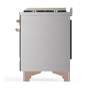 ILVE Majestic III 48-inch Dual Fuel Range with 5 Liquid Propane Burner, Griddle and Triple Glass Door Electric Oven in Stainless Steel with Copper Trim (UM48FNR3SSPLP)