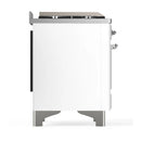 ILVE Majestic III 48-inch Dual Fuel Range with 5 Natural Gas Burner, Griddle and Triple Glass Door Electric Oven in White with Chrome Trim (UM48FNR3WHC)