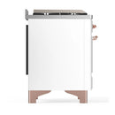 ILVE Majestic III 48-inch Dual Fuel Range with 5 Natural Gas Burner, Griddle and Triple Glass Door Electric Oven in White with Copper Trim (UM48FNR3WHP)