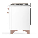 ILVE Majestic III 48-inch Dual Fuel Range with 5 Natural Gas Burner, Griddle and Triple Glass Door Electric Oven in White with Copper Trim (UM48FNR3WHP)