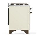 ILVE Majestic III 48-inch Dual Fuel Range with 5 Natural Gas Burner, Griddle and Solid Door Electric Oven in Antique White with Burnished Trim (UM48FQNR3AWB)