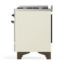 ILVE Majestic III 48-inch Dual Fuel Range with 5 Natural Gas Burner, Griddle and Solid Door Electric Oven in Antique White with Burnished Trim (UM48FQNR3AWB)