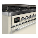ILVE Majestic III 48-inch Dual Fuel Range with 5 Natural Gas Burner, Griddle and Solid Door Electric Oven in Antique White with Chrome Trim (UM48FQNR3AWC)