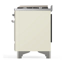 ILVE Majestic III 48-inch Dual Fuel Range with 5 Natural Gas Burner, Griddle and Solid Door Electric Oven in Antique White with Chrome Trim (UM48FQNR3AWC)