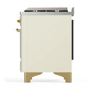 ILVE Majestic III 48-inch Dual Fuel Range with 5 Natural Gas Burner, Griddle and Solid Door Electric Oven in Antique White with Brass Trim (UM48FQNR3AWG)