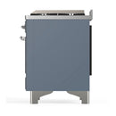 ILVE Majestic III 48-inch Dual Fuel Range with 5 Natural Gas Burner, Griddle and Solid Door Electric Oven in Blue Grey with Chrome Trim (UM48FQNR3BGC)