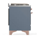 ILVE Majestic III 48-inch Dual Fuel Range with 5 Liquid Propane Burner, Griddle and Solid Door Electric Oven in Blue Grey with Copper Trim (UM48FQNR3BGPLP)