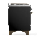ILVE Majestic III 48-inch Dual Fuel Range with 5 Natural Gas Burner, Griddle and Solid Door Electric Oven in Glossy Black with Burnished Trim (UM48FQNR3BKB)