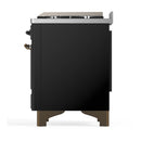 ILVE Majestic III 48-inch Dual Fuel Range with 5 Natural Gas Burner, Griddle and Solid Door Electric Oven in Glossy Black with Burnished Trim (UM48FQNR3BKB)