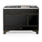 ILVE Majestic III 48-inch Dual Fuel Range with 5 Liquid Propane Burner, Griddle and Solid Door Electric Oven in Glossy Black with Burnished Trim (UM48FQNR3BKBLP)