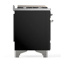 ILVE Majestic III 48-inch Dual Fuel Range with 5 Liquid Propane Burner, Griddle and Solid Door Electric Oven in Glossy Black with Chrome Trim (UM48FQNR3BKCLP)
