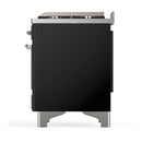 ILVE Majestic III 48-inch Dual Fuel Range with 5 Liquid Propane Burner, Griddle and Solid Door Electric Oven in Glossy Black with Chrome Trim (UM48FQNR3BKCLP)
