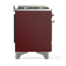ILVE Majestic III 48-inch Dual Fuel Range with 5 Natural Gas Burner, Griddle and Solid Door Electric Oven in Burgundy with Chrome Trim (UM48FQNR3BUC)