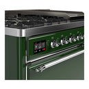 ILVE Majestic III 48-inch Dual Fuel Range with 5 Natural Gas Burner, Griddle and Solid Door Electric Oven in Emerald Green with Chrome Trim (UM48FQNR3EGC)