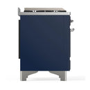 ILVE Majestic III 48-inch Dual Fuel Range with 5 Natural Gas Burner, Griddle and Solid Door Electric Oven in Midnight Blue with Chrome Trim (UM48FQNR3MBC)