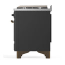 ILVE Majestic III 48-inch Dual Fuel Range with 5 Natural Gas Burner, Griddle and Solid Door Electric Oven in Graphite Matte with Burnished Trim (UM48FQNR3MGB)