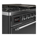 ILVE Majestic III 48-inch Dual Fuel Range with 5 Natural Gas Burner, Griddle and Solid Door Electric Oven in Graphite Matte with Chrome Trim (UM48FQNR3MGC)