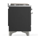 ILVE Majestic III 48-inch Dual Fuel Range with 5 Natural Gas Burner, Griddle and Solid Door Electric Oven in Graphite Matte with Chrome Trim (UM48FQNR3MGC)