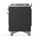 ILVE Majestic III 48-inch Dual Fuel Range with 5 Natural Gas Burner, Griddle and Solid Door Electric Oven in Graphite Matte with Chrome Trim (UM48FQNR3MGC)