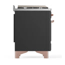 ILVE Majestic III 48-inch Dual Fuel Range with 5 Liquid Propane Burner, Griddle and Solid Door Electric Oven in Graphite Matte with Copper Trim (UM48FQNR3MGPLP)