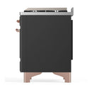 ILVE Majestic III 48-inch Dual Fuel Range with 5 Liquid Propane Burner, Griddle and Solid Door Electric Oven in Graphite Matte with Copper Trim (UM48FQNR3MGPLP)