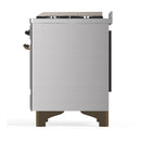 ILVE Majestic III 48-inch Dual Fuel Range with 5 Natural Gas Burner, Griddle and Solid Door Electric Oven in Stainless Steel with Burnished Trim (UM48FQNR3SSB)