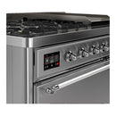 ILVE Majestic III 48-inch Dual Fuel Range with 5 Liquid Propane Burner, Griddle and Solid Door Electric Oven in Stainless Steel with Chrome Trim (UM48FQNR3SSCLP)