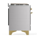 ILVE Majestic III 48-inch Dual Fuel Range with 5 Liquid Propane Burner, Griddle and Solid Door Electric Oven in Stainless Steel with Brass Trim (UM48FQNR3SSGLP)