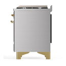 ILVE Majestic III 48-inch Dual Fuel Range with 5 Liquid Propane Burner, Griddle and Solid Door Electric Oven in Stainless Steel with Brass Trim (UM48FQNR3SSGLP)