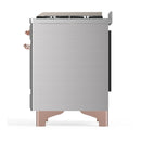 ILVE Majestic III 48-inch Dual Fuel Range with 5 Natural Gas Burner, Griddle and Solid Door Electric Oven in Stainless Steel with Copper Trim (UM48FQNR3SSP)