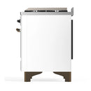 ILVE Majestic III 48-inch Dual Fuel Range with 5 Natural Gas Burner, Griddle and Solid Door Electric Oven in White with Burnished Trim (UM48FQNR3WHB)