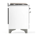 ILVE Majestic III 48-inch Dual Fuel Range with 5 Natural Gas Burner, Griddle and Solid Door Electric Oven in White with Chrome Trim (UM48FQNR3WHC)