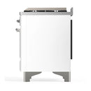 ILVE Majestic III 48-inch Dual Fuel Range with 5 Natural Gas Burner, Griddle and Solid Door Electric Oven in White with Chrome Trim (UM48FQNR3WHC)