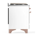 ILVE Majestic III 48-inch Dual Fuel Range with 5 Liquid Propane Burner, Griddle and Solid Door Electric Oven in White with Copper Trim (UM48FQNR3WHPLP)