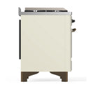 ILVE Majestic III 48-inch Dual Fuel Range with 5 Liquid Propane Burner, Griddle, French Top and Triple Glass Door Electric Oven in Antique White with Burnished Trim (UM48FSNR3AWBLP)
