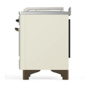 ILVE Majestic III 48-inch Dual Fuel Range with 5 Liquid Propane Burner, Griddle, French Top and Triple Glass Door Electric Oven in Antique White with Burnished Trim (UM48FSNR3AWBLP)