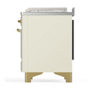 ILVE Majestic III 48-inch Dual Fuel Range with 5 Natural Gas Burner, Griddle, French Top and Triple Glass Door Electric Oven in Antique White with Brass Trim (UM48FSNR3AWG)
