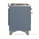 ILVE Majestic III 48-inch Dual Fuel Range with 5 Natural Gas Burner, Griddle, French Top and Triple Glass Door Electric Oven in Blue Grey with Chrome Trim (UM48FSNR3BGC)