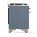 ILVE Majestic III 48-inch Dual Fuel Range with 5 Natural Gas Burner, Griddle, French Top and Triple Glass Door Electric Oven in Blue Grey with Copper Trim (UM48FSNR3BGP)